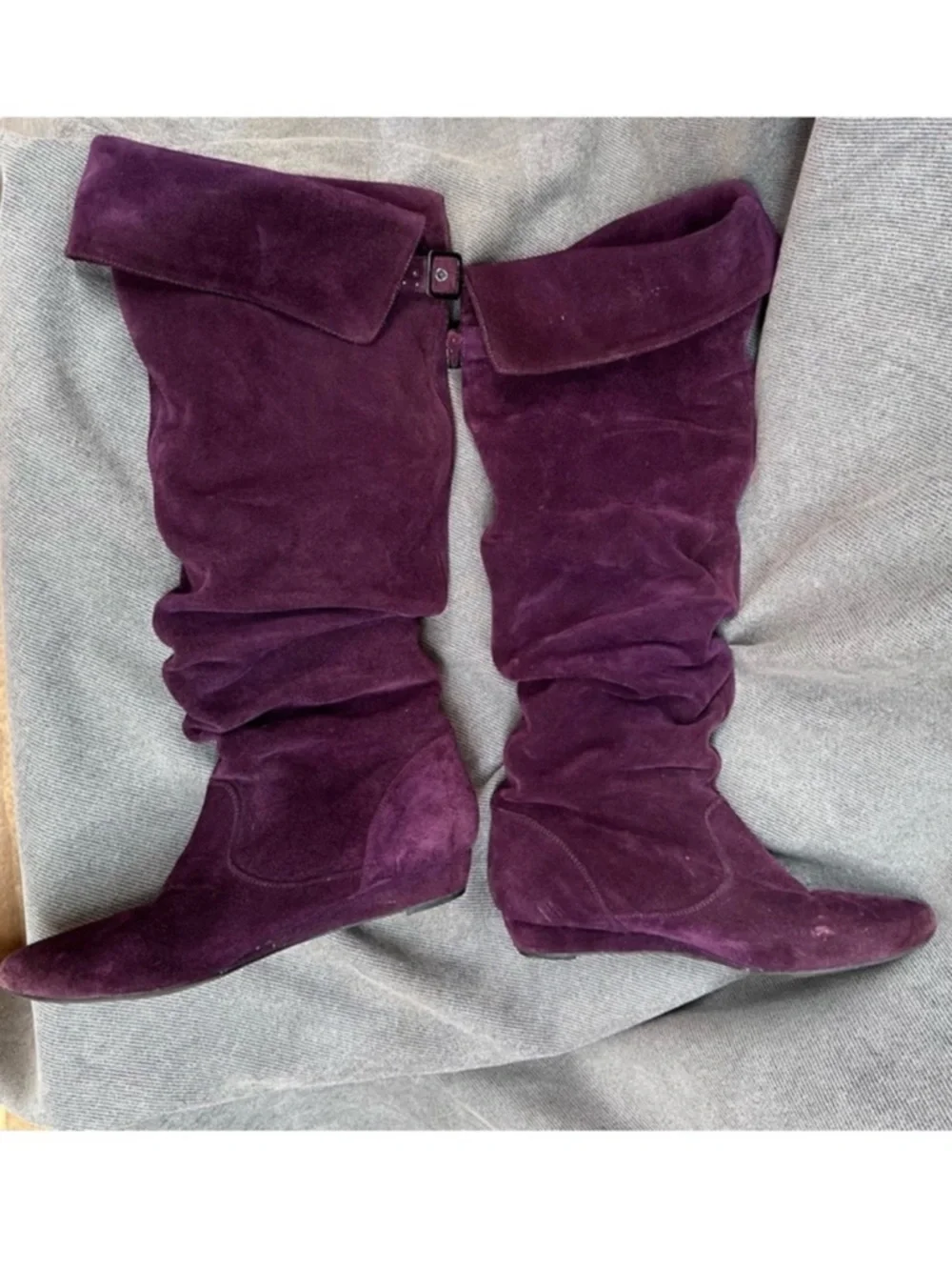 Purple suede leather pirate boots flat Sz 8 women’s